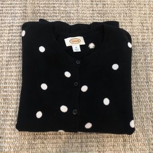 Talbots Black Polka Dot Cardigan